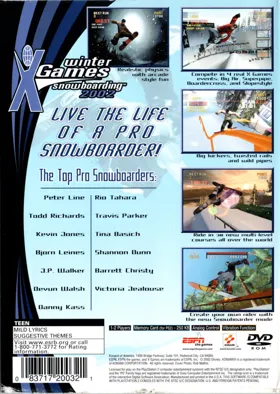 ESPN Winter X Games Snowboarding 2002 (Japan) box cover back